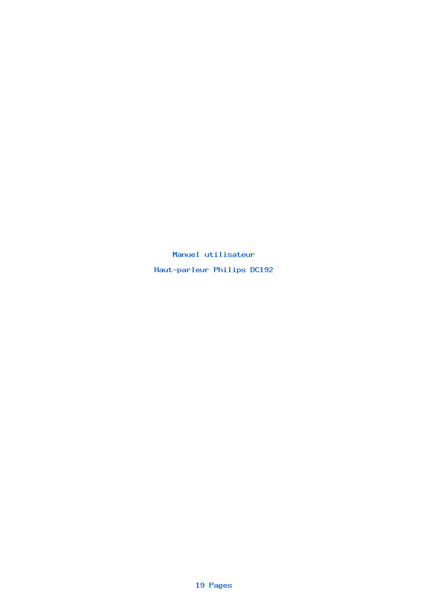 Page 1 de la notice Manuel utilisateur Philips DC192