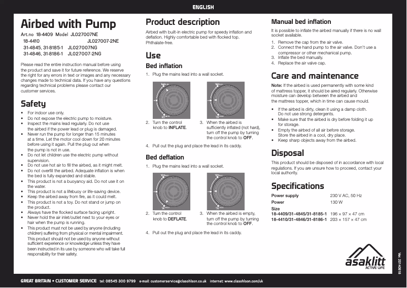 Página 1 del manual Manual de usuario Asaklitt JL027007