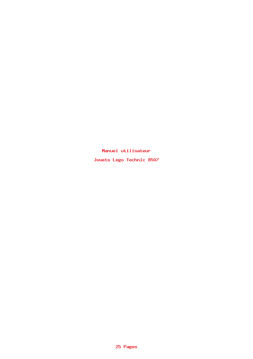 Page 1 de la notice Manuel utilisateur Lego Technic 8507