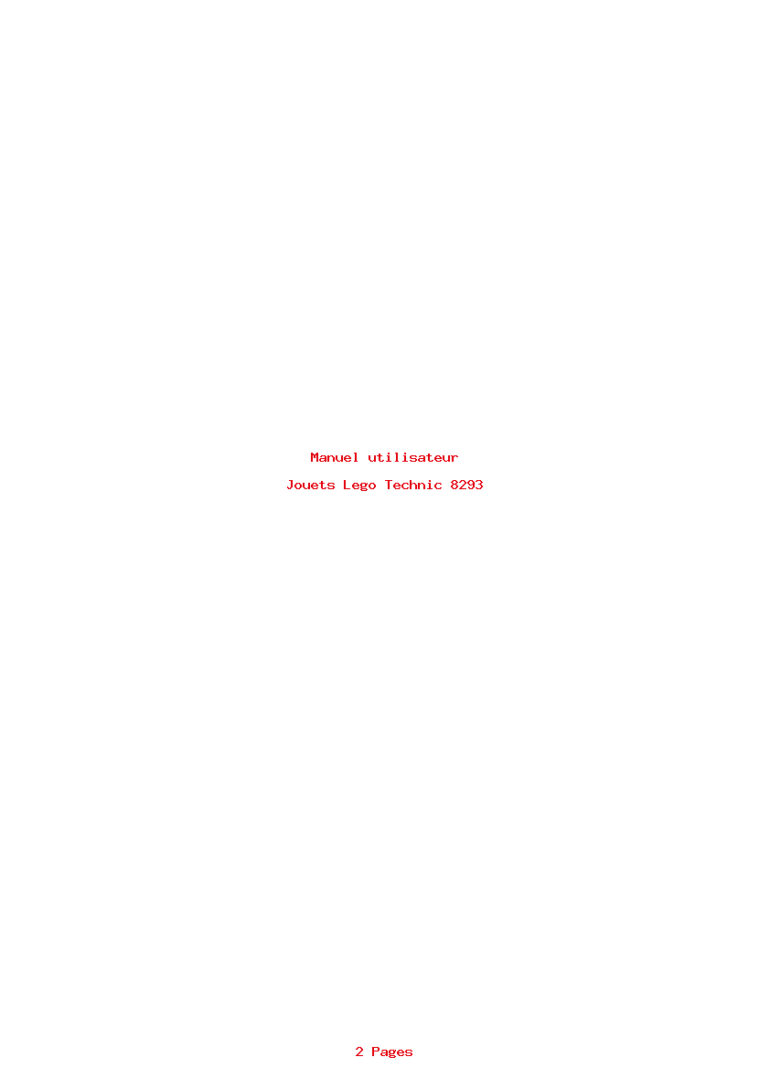Page 1 de la notice Manuel utilisateur Lego Technic 8293