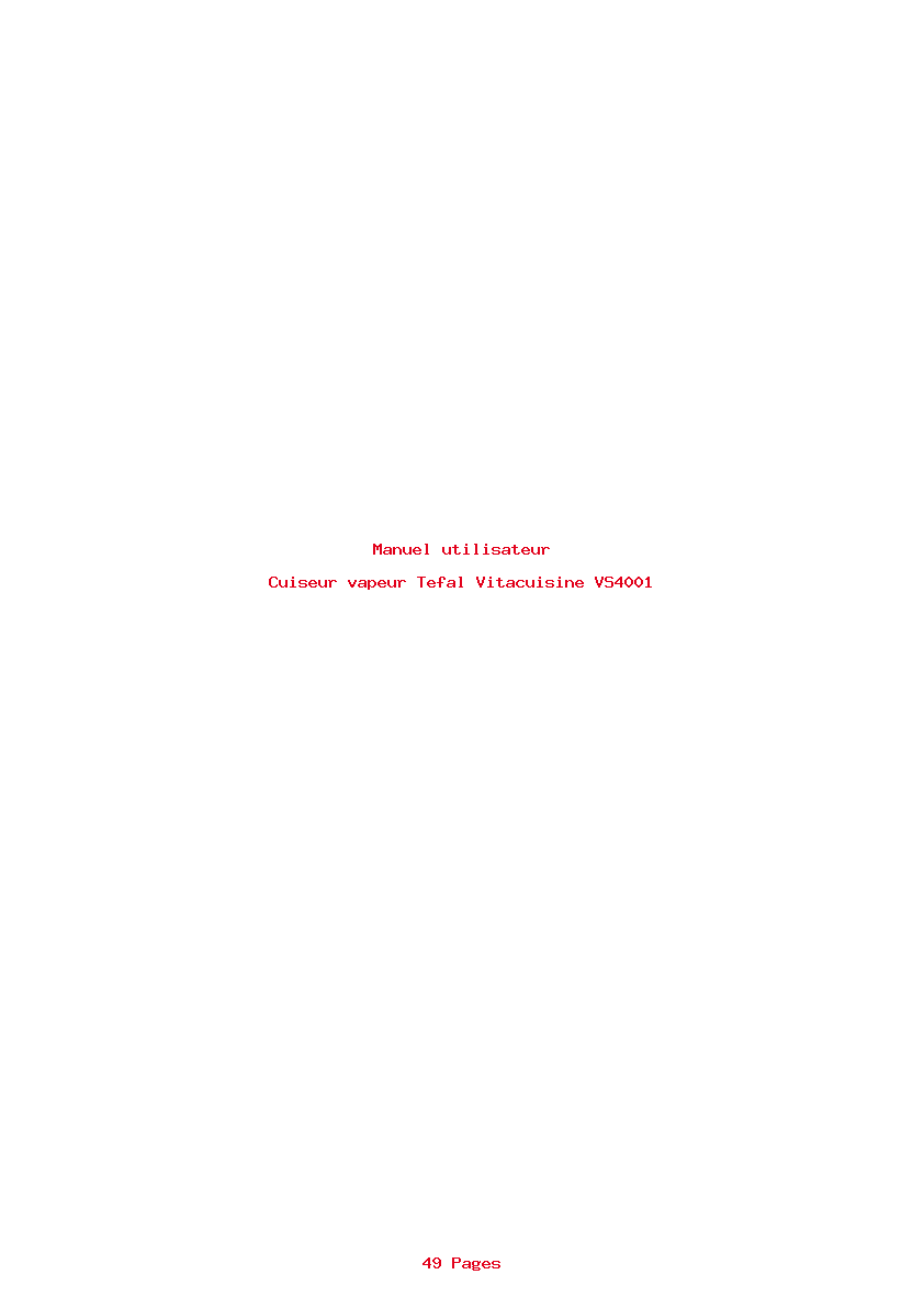 Page 1 de la notice Manuel utilisateur Tefal Vitacuisine VS4001