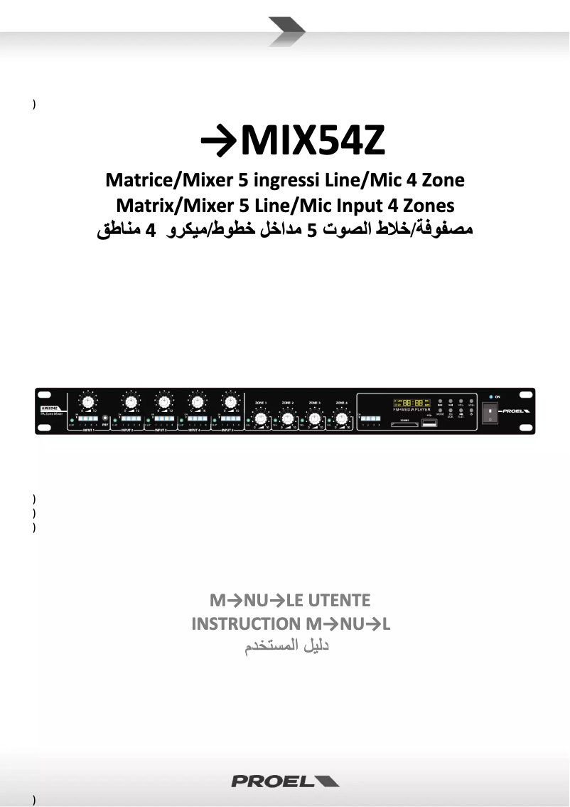 Page 1 de la notice Manuel utilisateur Proel AMIX54Z