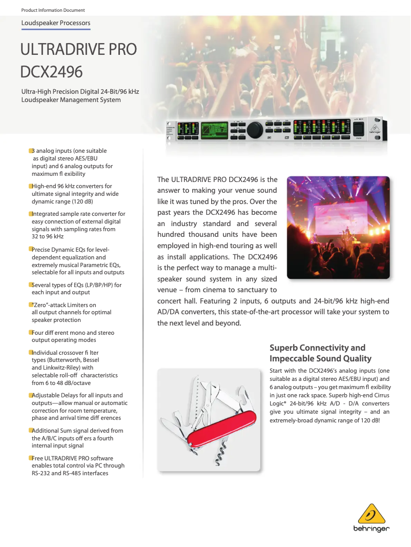 Page 1 de la notice Fiche technique Behringer Ultradrive Pro DCX2496