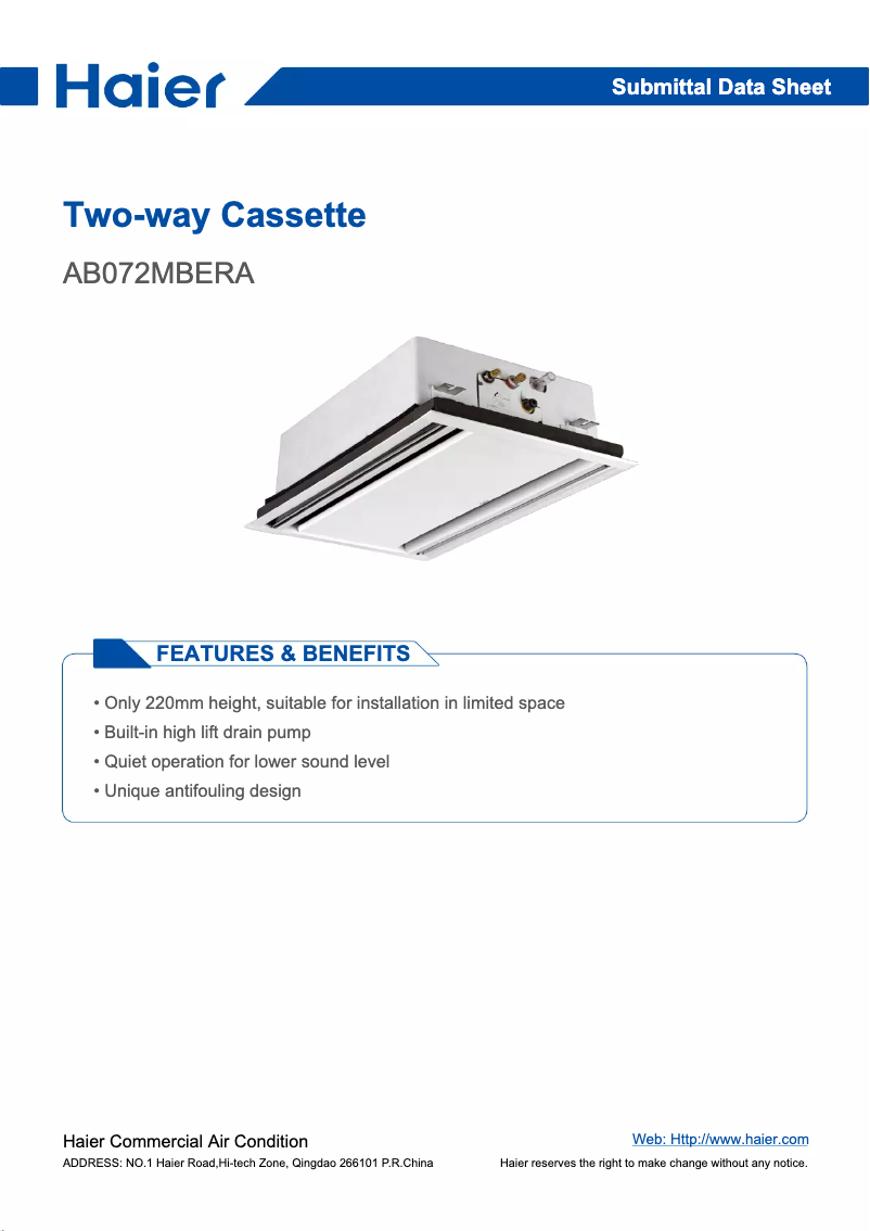 Página 1 del manual Manual de usuario Haier 2-WAY CASSETTE