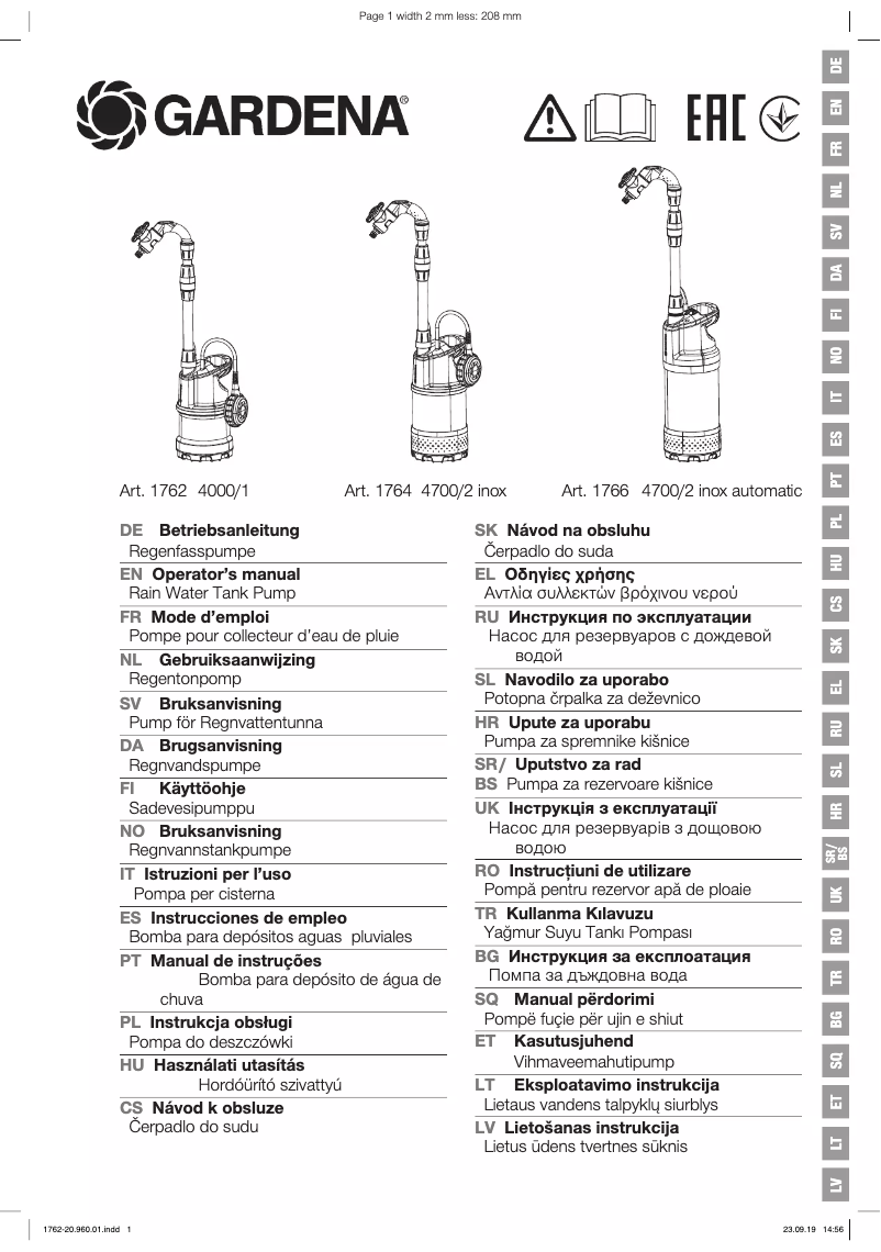 Page 1 de la notice Manuel utilisateur Gardena 4000/1