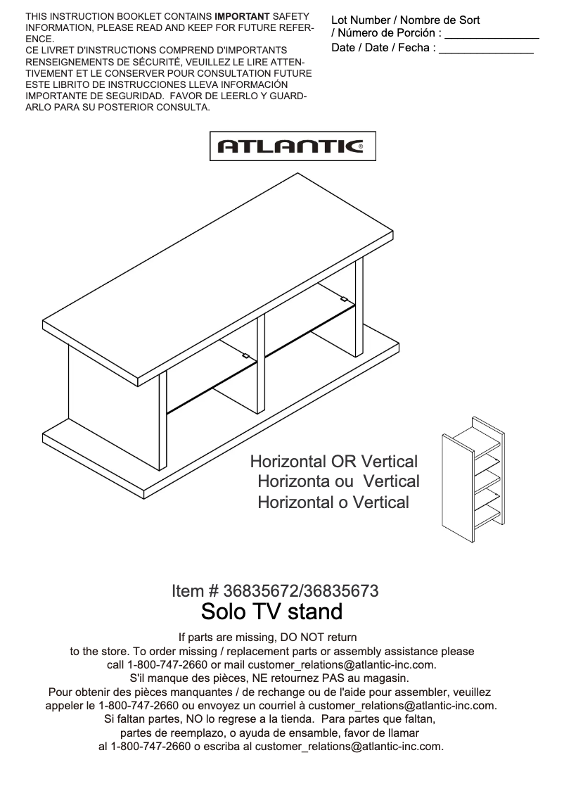 Page 1 de la notice Manuel utilisateur Atlantic Solo