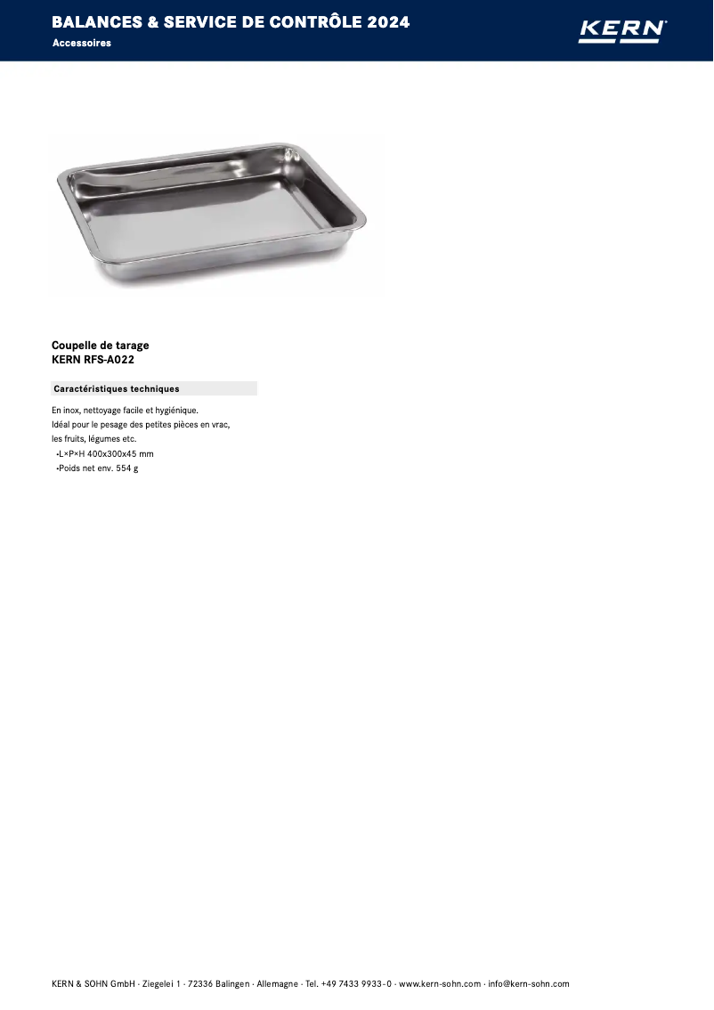 Página 1 del manual Folleto Kern RFS-A02