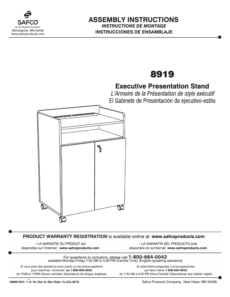 Página 1 del manual Manual de usuario Safco 8919
