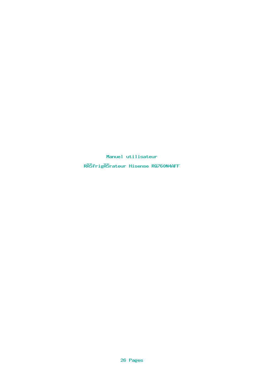 Page 1 de la notice Manuel utilisateur Hisense RQ760N4AFF
