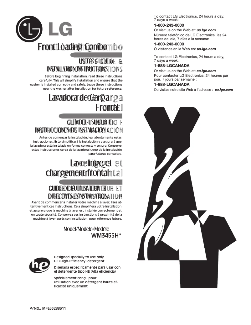 Page 1 de la notice Manuel utilisateur LG WM3455HS