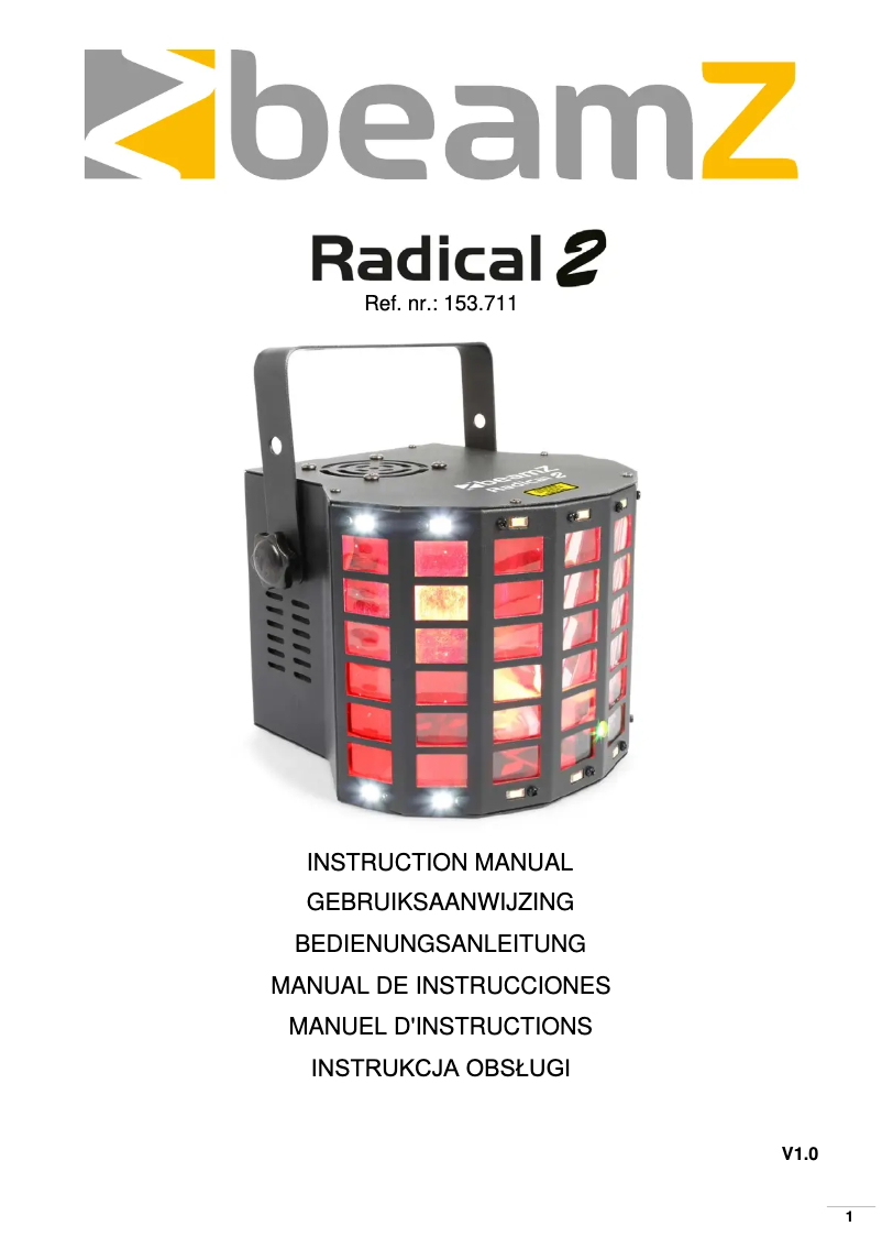Page 1 de la notice Manuel utilisateur BeamZ Radical