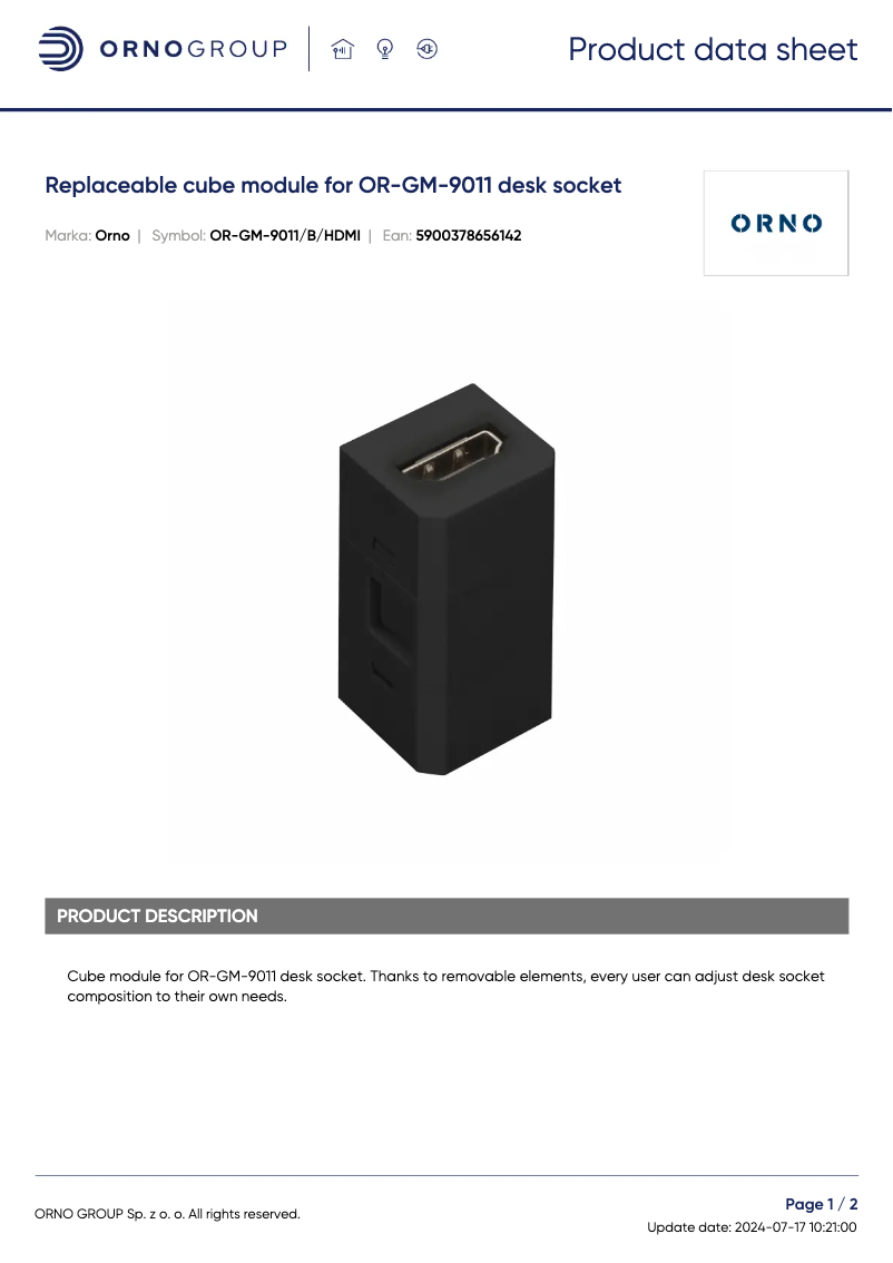 Página 1 del manual Ficha técnica ORNO OR-GM-9011