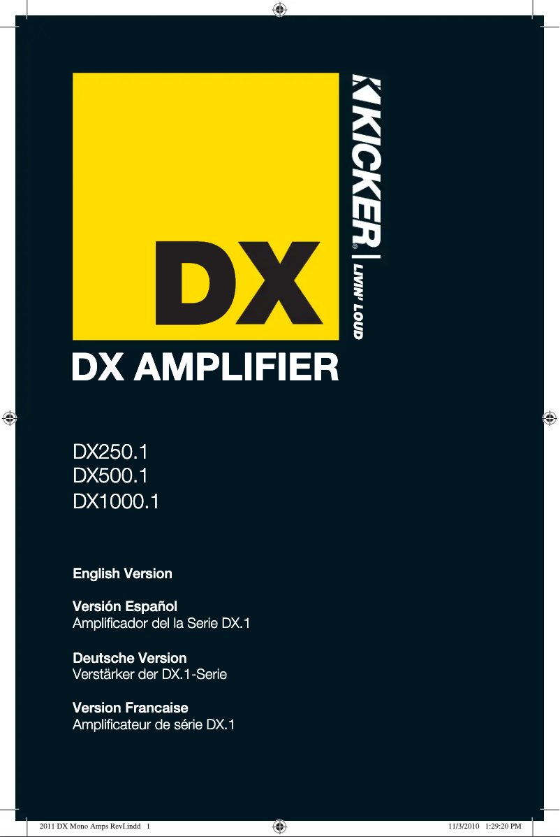 Page 1 of the manual User Manual Kicker DX250.1