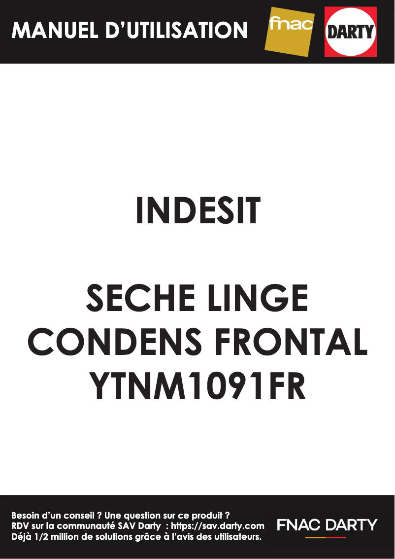 Page 1 de la notice Manuel utilisateur Indesit YTN M10 91 FR