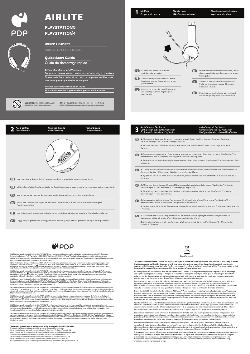 Page 1 de la notice Manuel utilisateur PDP AIRLITE
