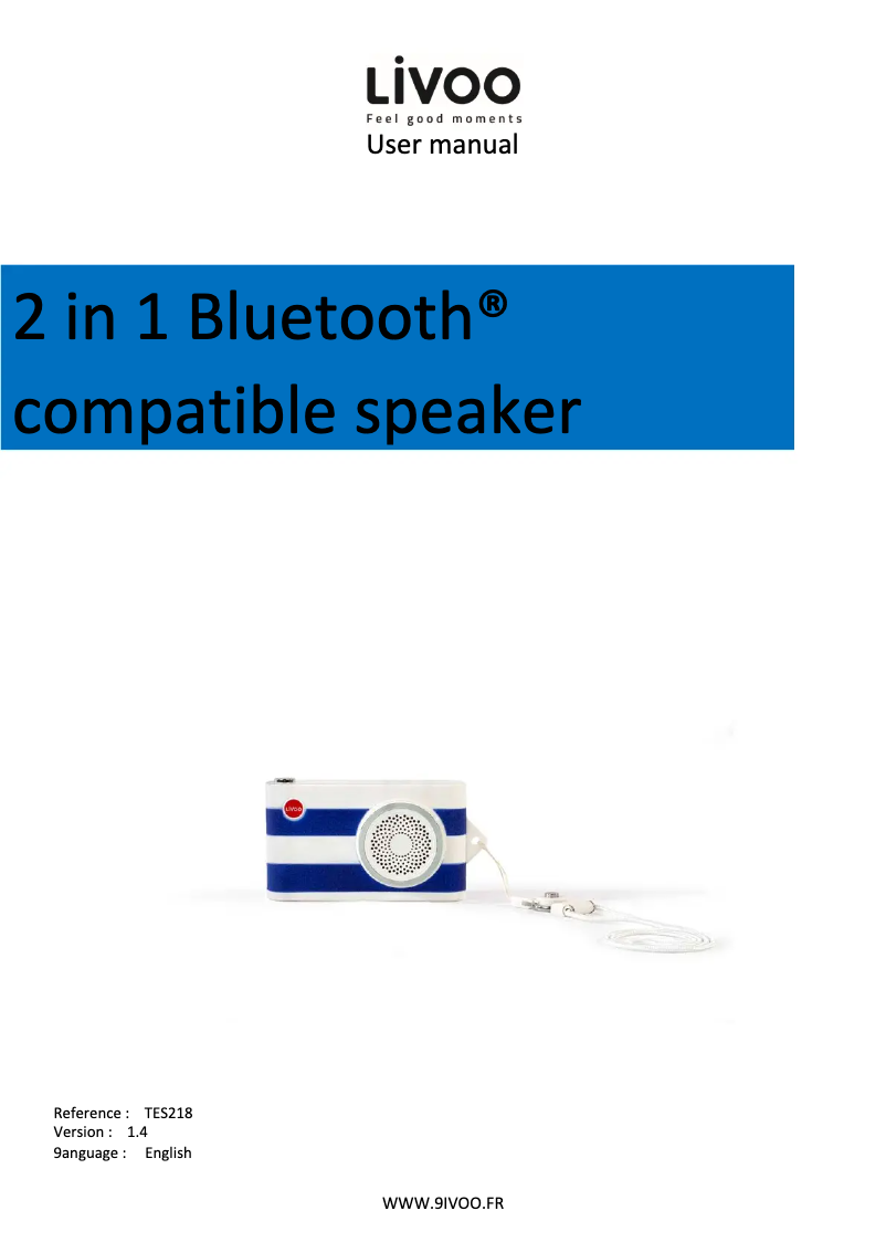 Page 1 of the manual User Manual Livoo TES218