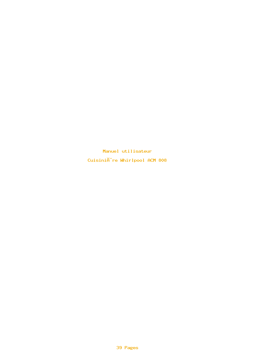 Page 1 de la notice Manuel utilisateur Whirlpool ACM 808
