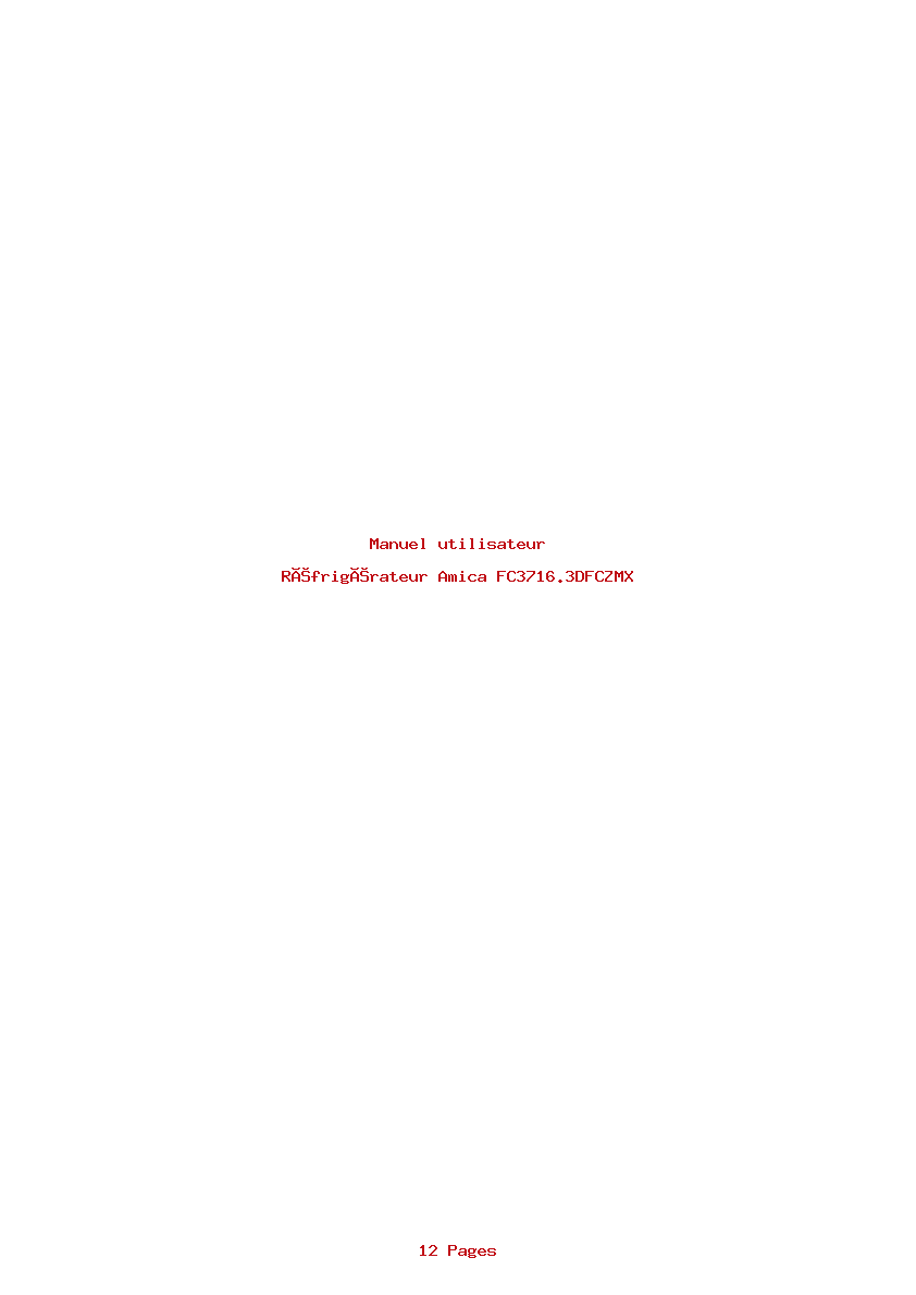 Page 1 de la notice Manuel utilisateur Amica FC3716.3DFCZMX