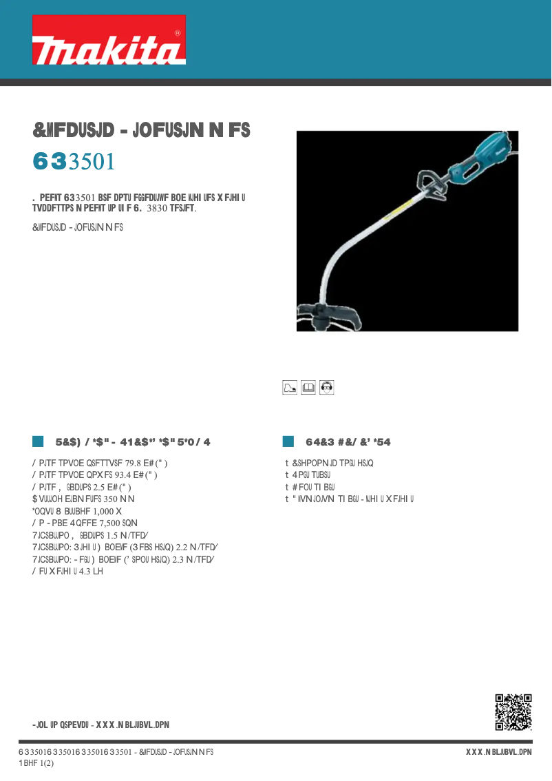 Page 1 de la notice Fiche technique Makita UR3501