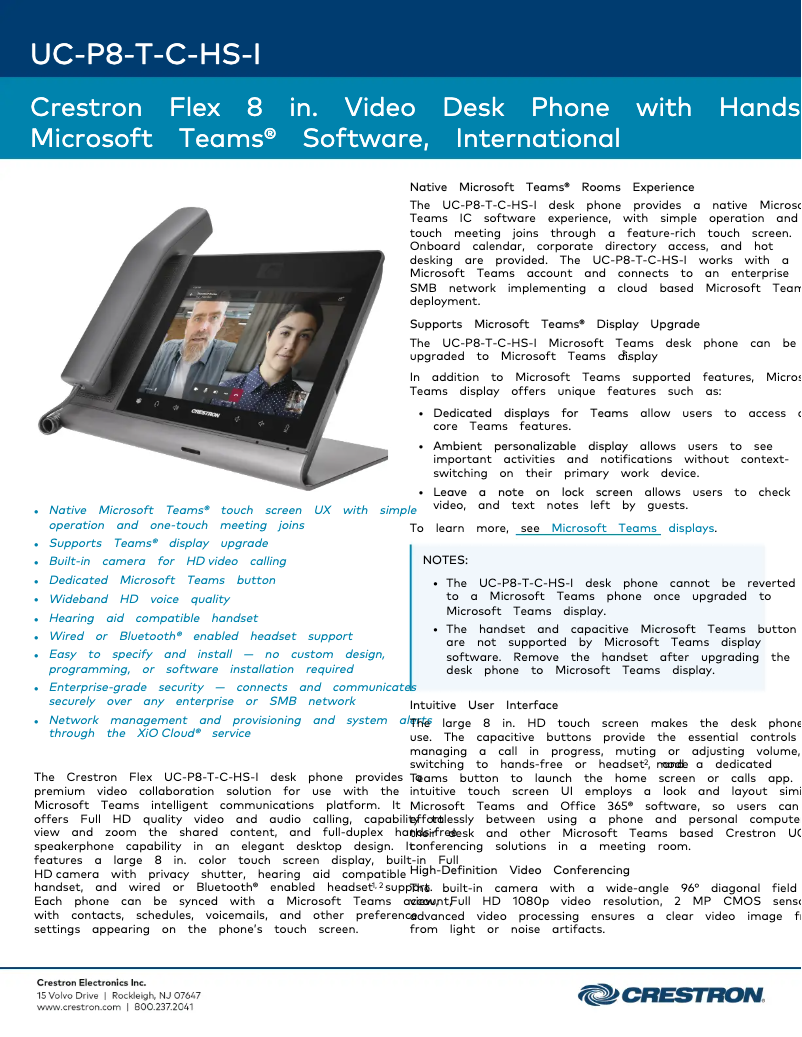 First page image of the manual for UC-P8-T-C-HS-I