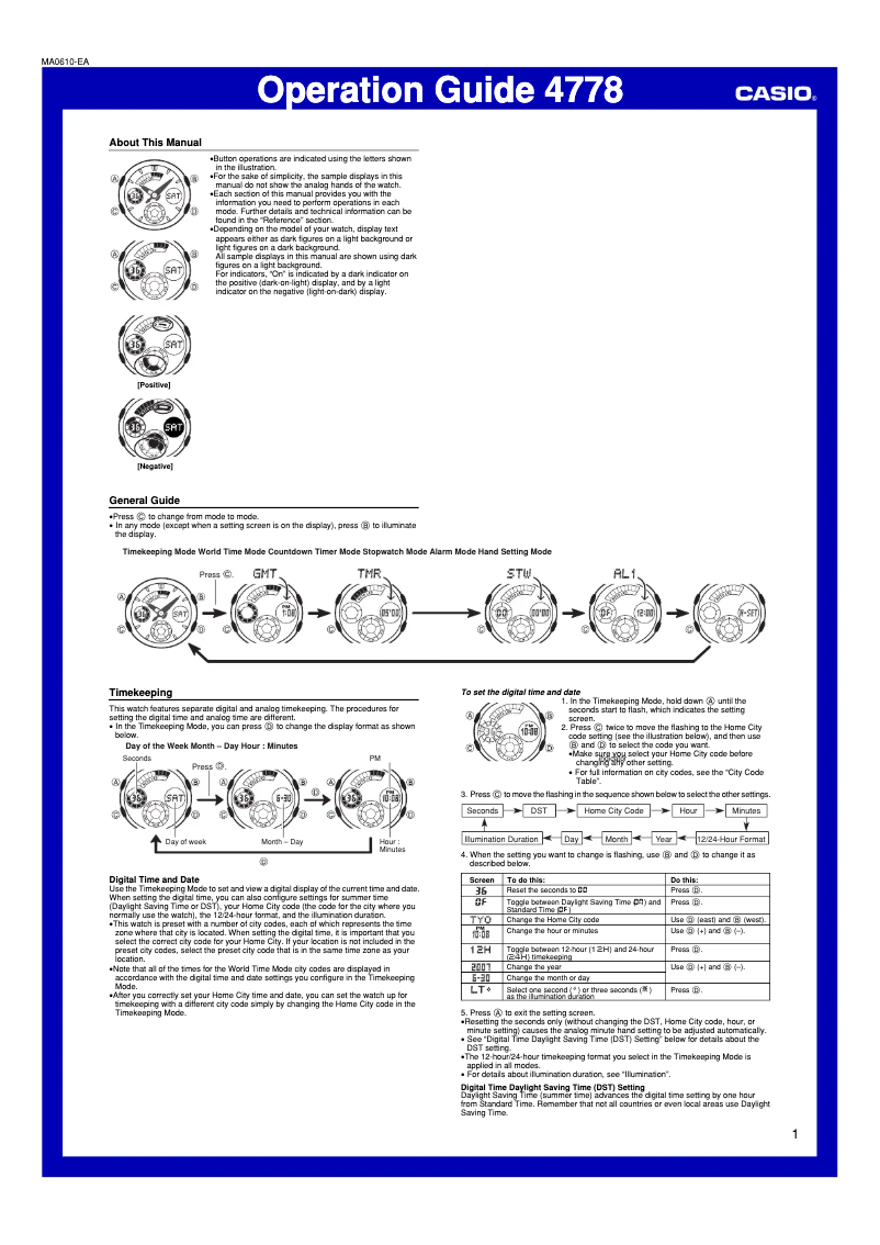 Page 1 de la notice Manuel utilisateur Casio AW-591-2AER