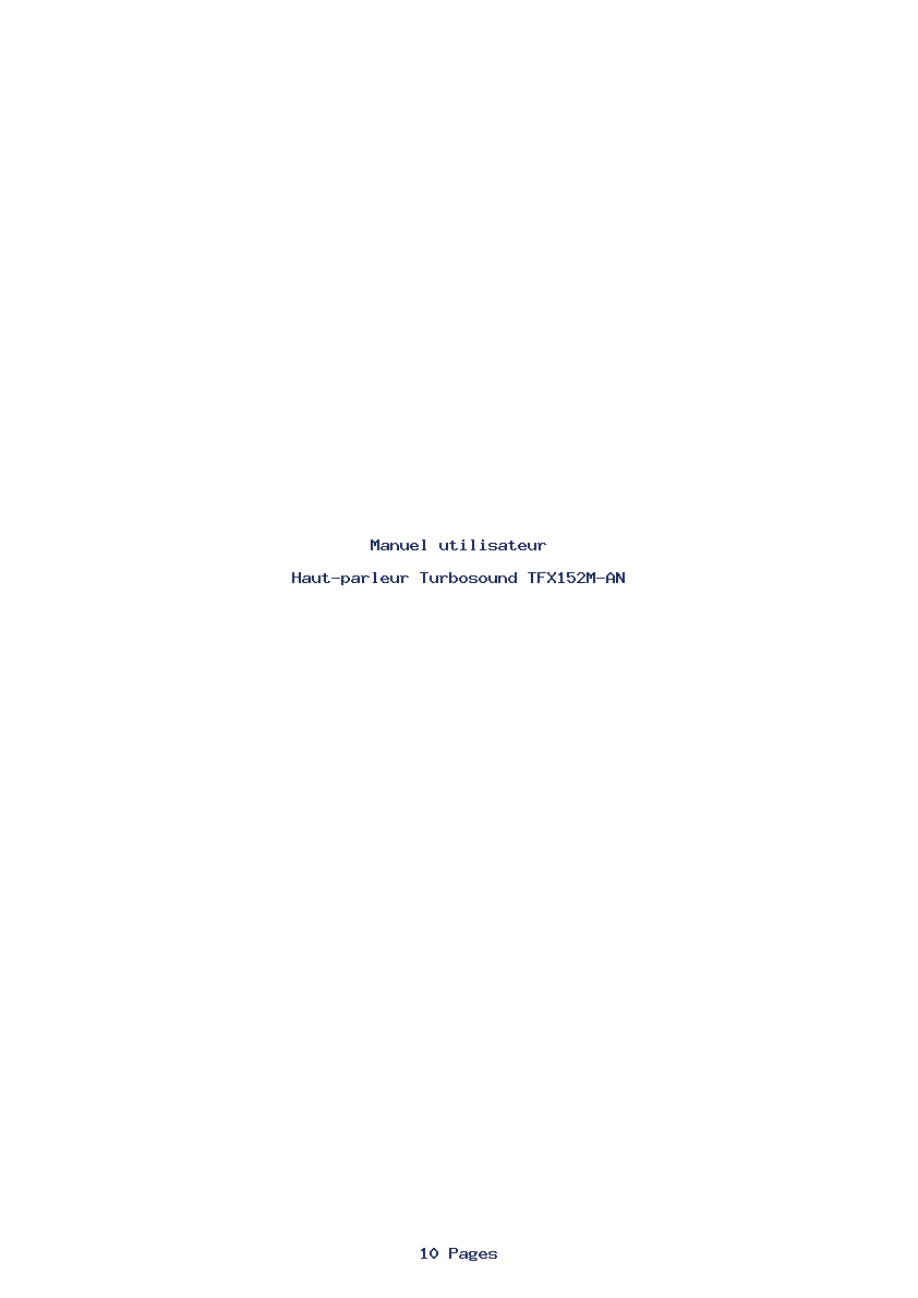 Page 1 de la notice Manuel utilisateur Turbosound TFX152M-AN