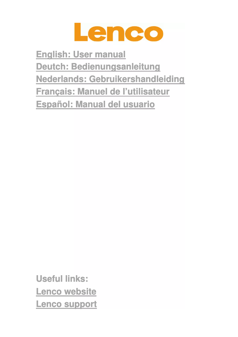 Page 1 de la notice Manuel utilisateur Lenco TAB-1022