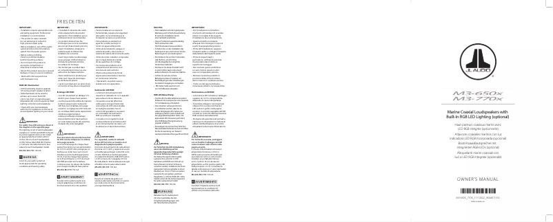 Page 1 de la notice Manuel utilisateur JL Audio M3-770X