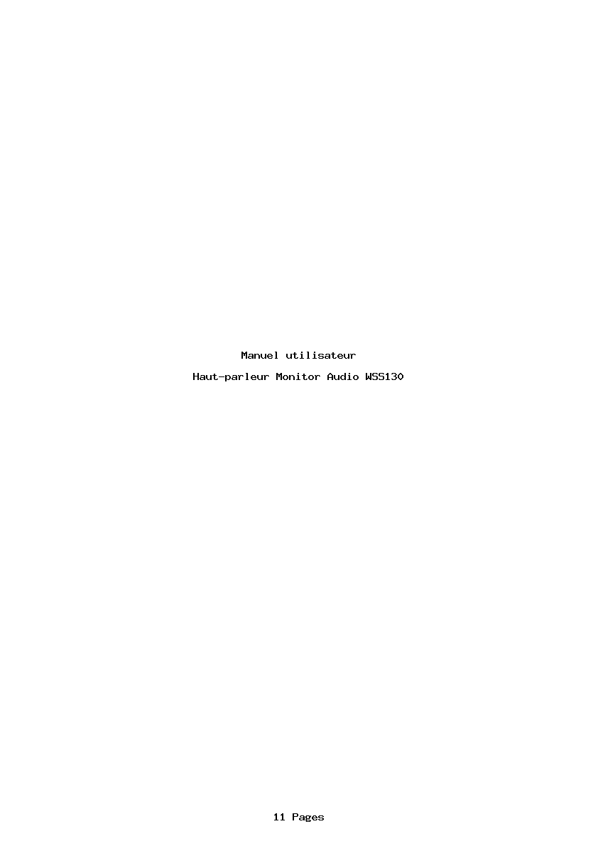 Page 1 de la notice Manuel utilisateur Monitor Audio WSS130