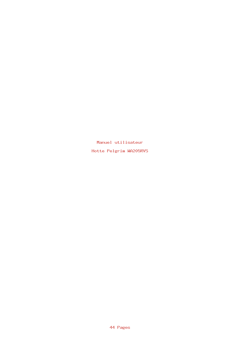 Page 1 de la notice Manuel utilisateur Pelgrim WA205RVS