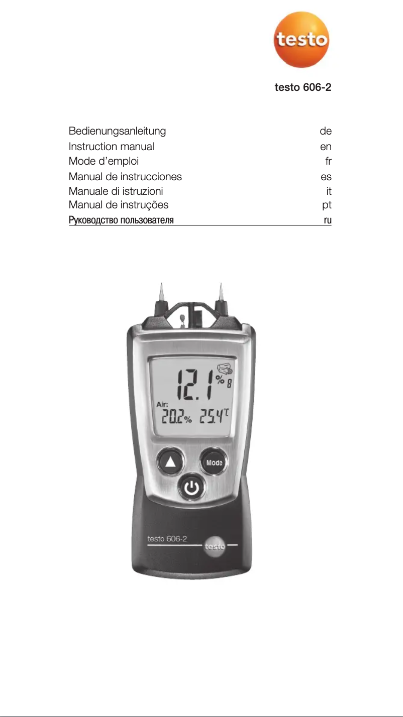 Page 1 de la notice Manuel utilisateur Testo 606-2