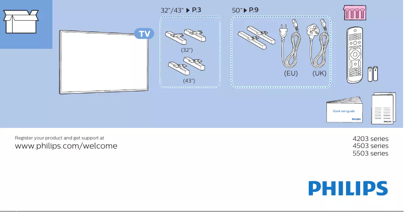 Page n°1 - Guide de démarrage rapide Philips 50PFS5503