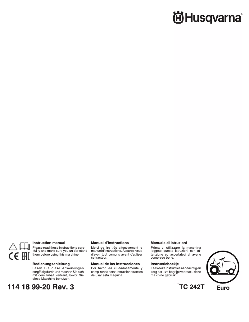 Page 1 de la notice Manuel utilisateur Husqvarna TC242T