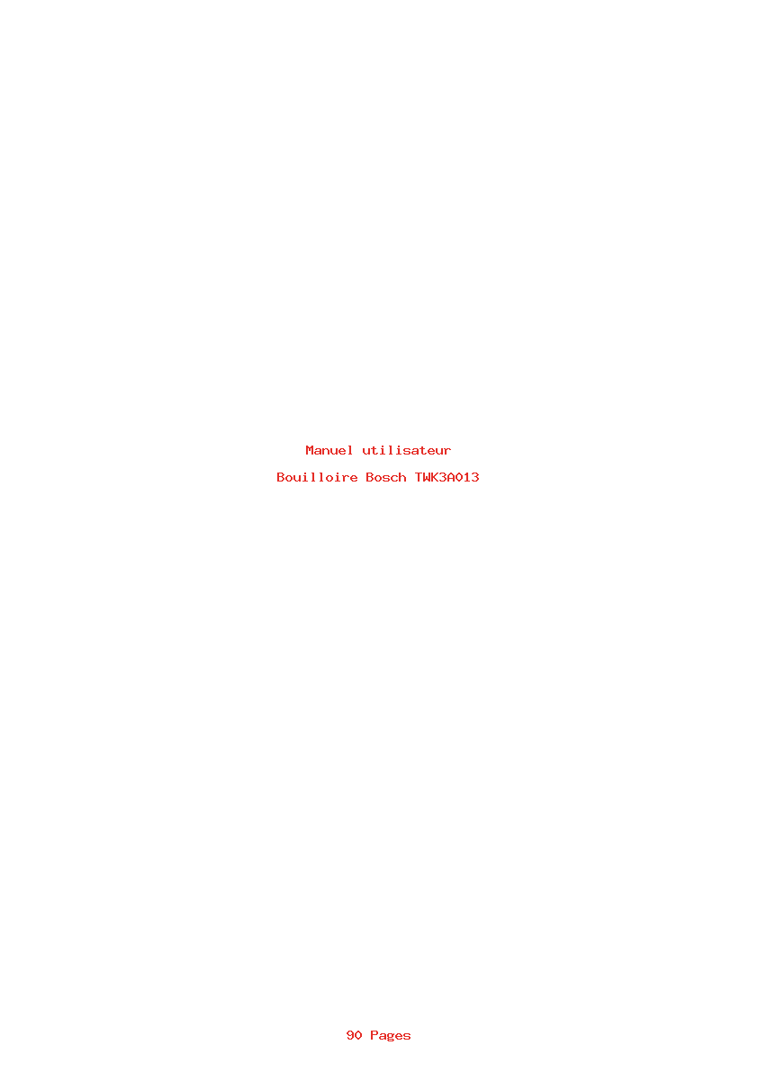 Page 1 de la notice Manuel utilisateur Bosch TWK3A013