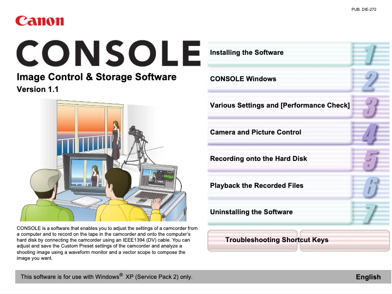 Page 1 de la notice Manuel utilisateur Canon CONSOLE Image Control & Storage Software v1.1