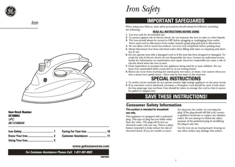 Página 1 del manual Manual de usuario GE 168943
