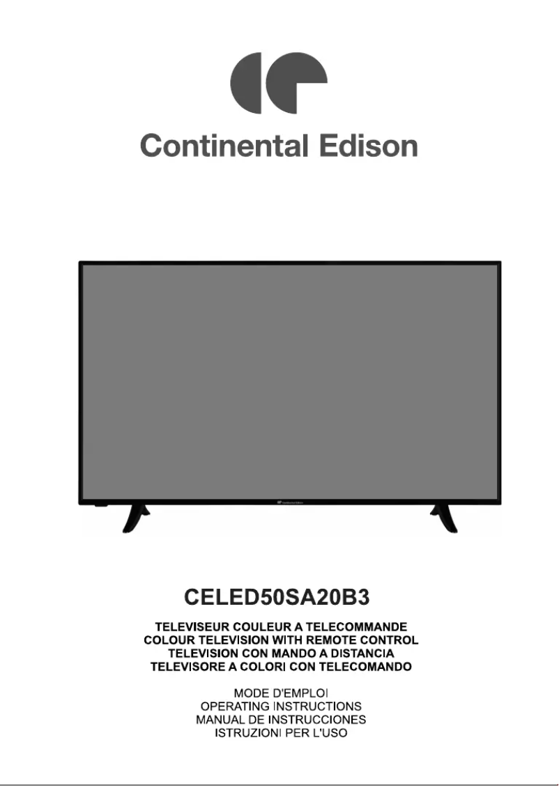 Page 1 de la notice Manuel utilisateur Continental Edison CELED50SA20B3