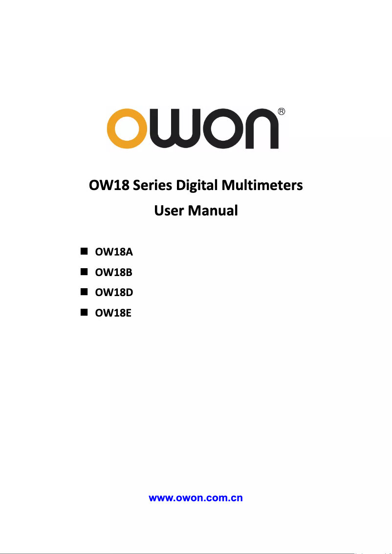 Page 1 de la notice Manuel utilisateur Owon OW18E