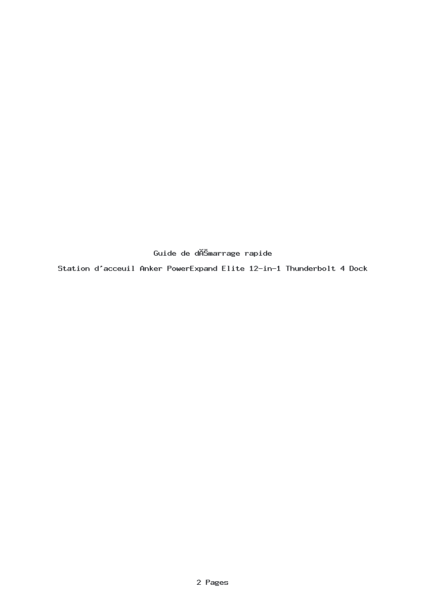 Page 1 de la notice Guide de démarrage rapide Anker PowerExpand Elite 12-in-1 Thunderbolt 4 Dock