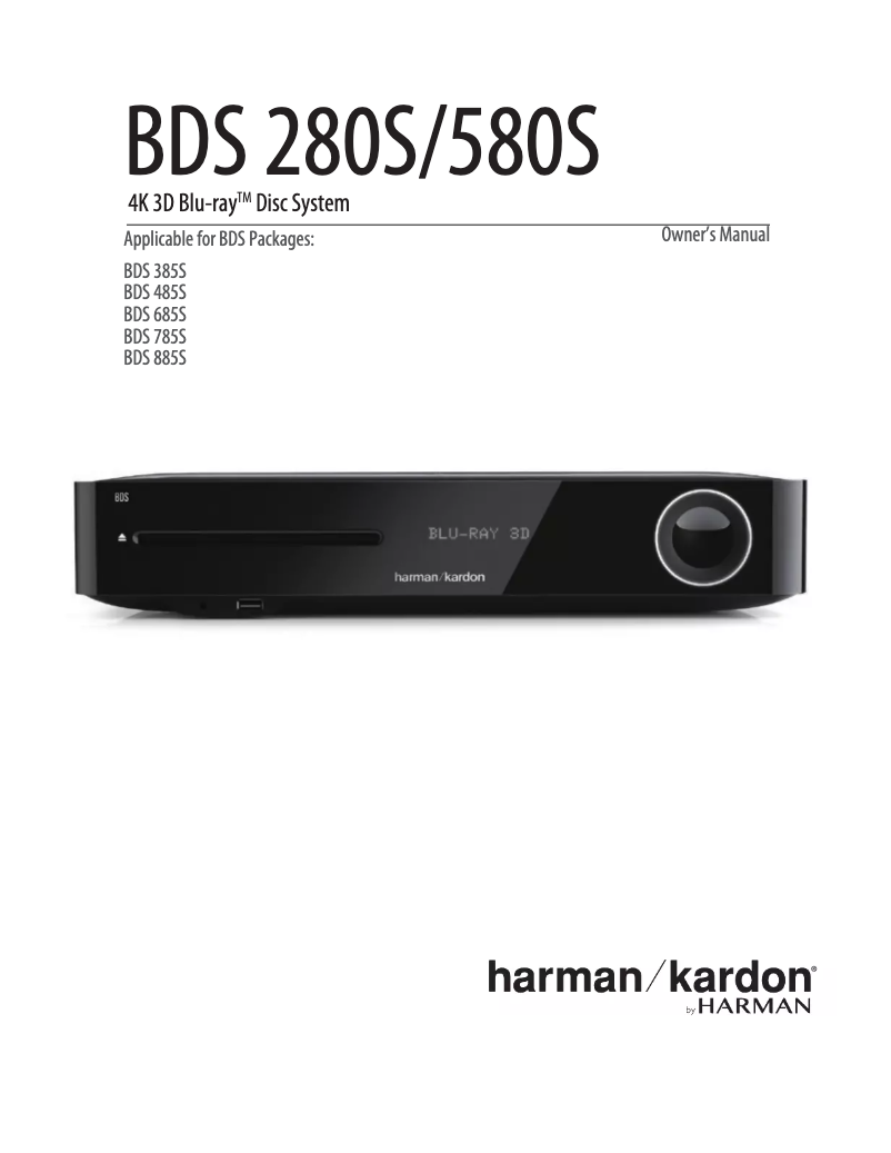 Page 1 de la notice Manuel utilisateur Harman Kardon BDS 885S