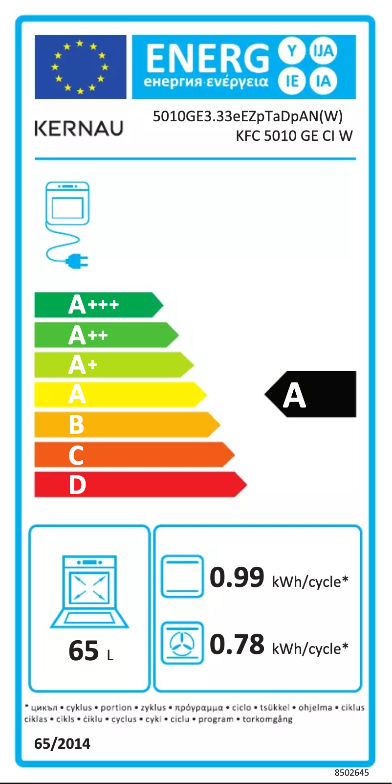 Page 1 de la notice Manuel utilisateur Kernau KFC 5010 GE CI W
