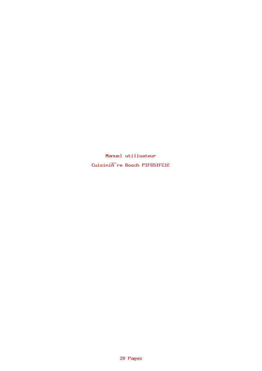 Page 1 de la notice Manuel utilisateur Bosch PIF651FC1E