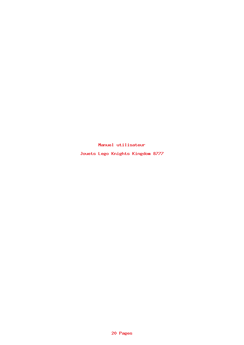 Page 1 de la notice Manuel utilisateur Lego Knights Kingdom 8777