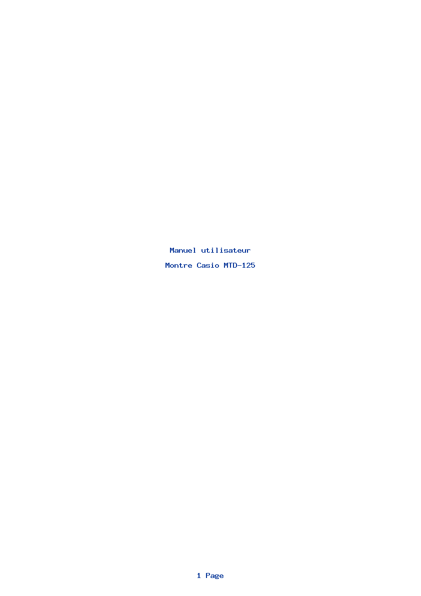 Page 1 de la notice Manuel utilisateur Casio MTD-125