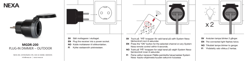 Page 1 de la notice Guide de démarrage rapide Nexa MGDR-200