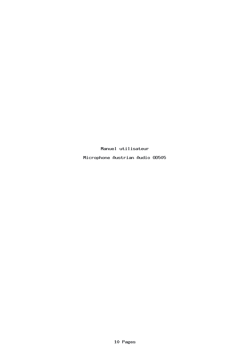 Page 1 de la notice Manuel utilisateur Austrian Audio OD505