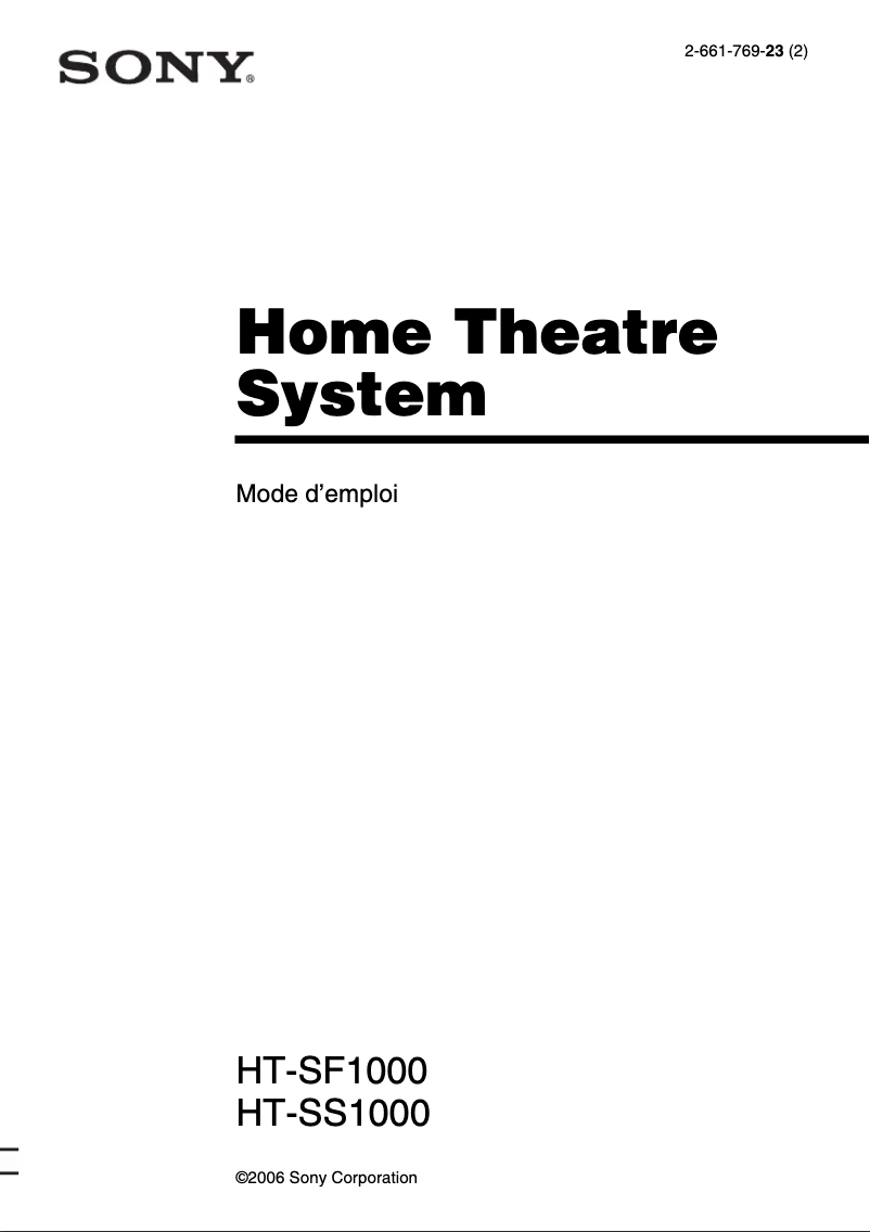 Page 1 of the manual User Manual Sony HT-SS1000