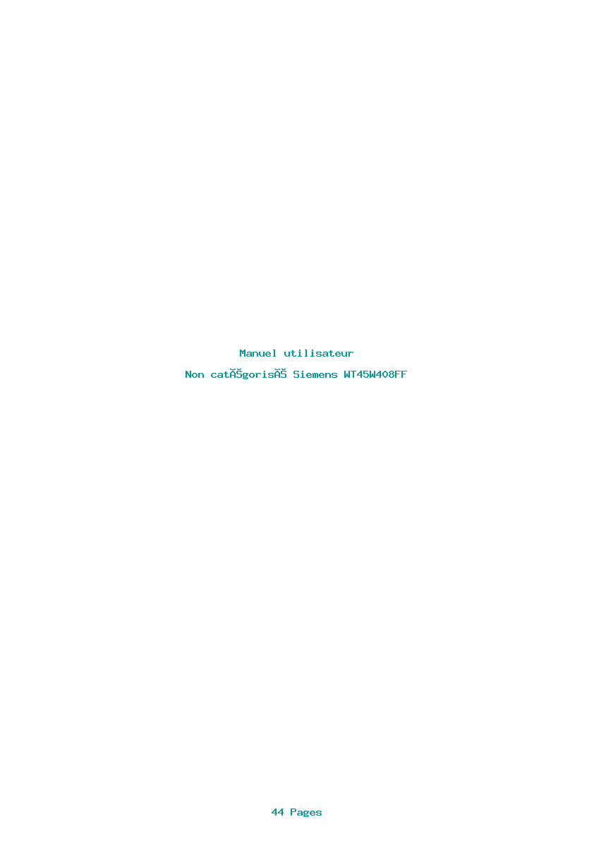 Page 1 de la notice Manuel utilisateur Siemens WT45W408FF