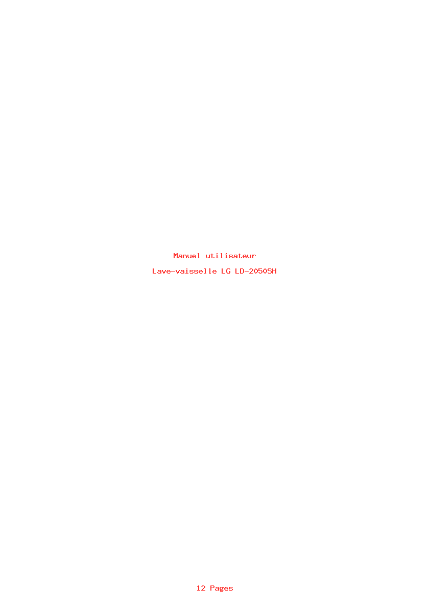 Page 1 de la notice Manuel utilisateur LG LD-2050SH