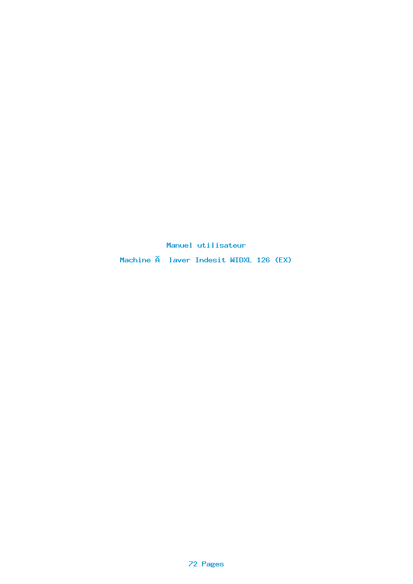 Page 1 de la notice Manuel utilisateur Indesit WIDXL 126 (EX)